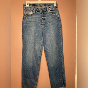 Women's Super-High Rise Rhinestone Straight Blue Jeans - Wild Fable - Button Fly